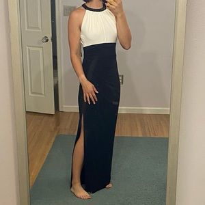 Black and white evening gown